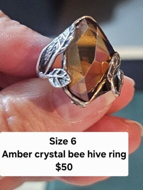 Silpada Amber-Faceted Crystal Leaf Ring